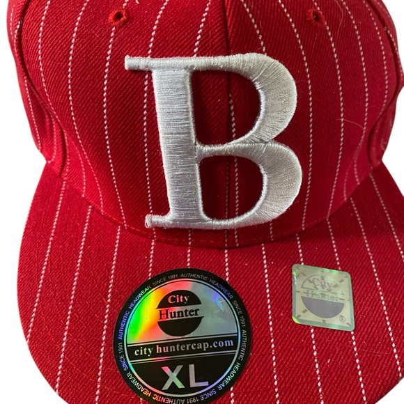 City Hunter Brand Boston Fitted Cap Hat Red And White XL 7 3/4 NEW - Picture 3 of 4